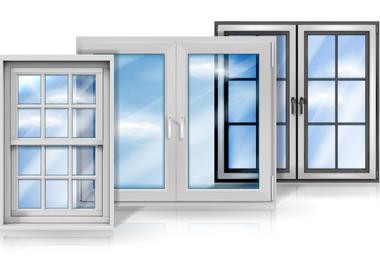 Vector illustration of modern white PVC vinyl windows in different styles