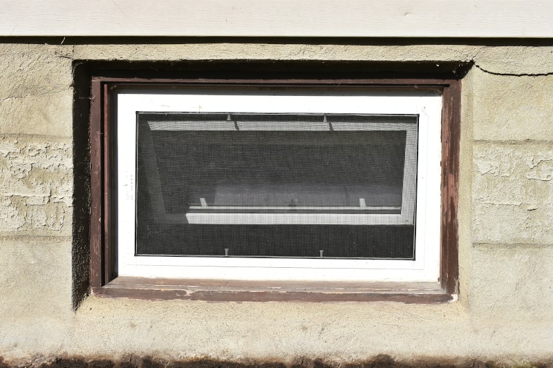 Old-style egress window for basement safety exit