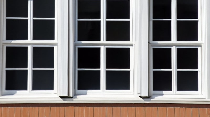 Traditional North American slider windows in a suburban house