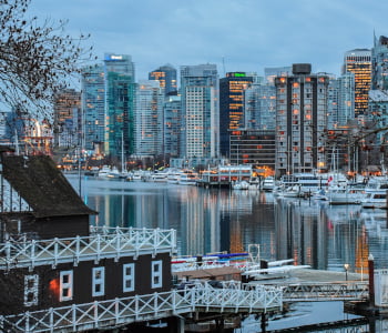 City buildings reflection in Richmond, British Columbia