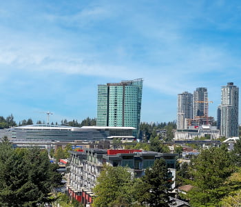 Cityscape of Surrey with modern high-rise buildings